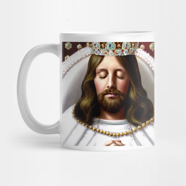 3D Look Artificial Intelligence Art of Christ The King with His Hands Folded  in Prayer by Artist4God